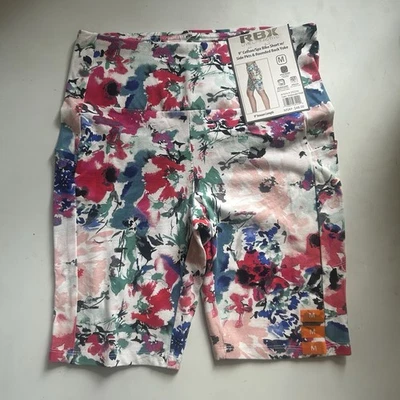 NUEVO CON ETIQUETAS RBX 9 Pantalones Cortos de Motociclista Para Mujer Talla Mediana Floral Rosa Redondeado Espalda Elastizados Yoga Foto 1 de 4