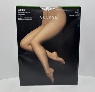 George Pantyhose Queen Size 4X Nude DaySheer Sandalfoot Control Top USA - Image 1 of 4