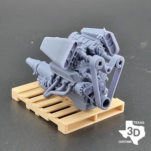 3D printed Twin Blower Ford FE model engine  with Hilborn Hats 1:24-1:8 scale - Picture 1 of 3