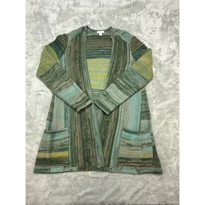J. Jill Women's Striped Open Front Cardigan Sweater with Pockets Size Small - Picture 1 of 7