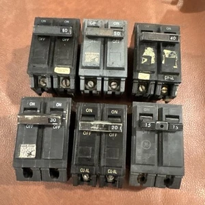 6x Circuit Breaker GE General Electric 60,50,40,30,20,15A 2 Pole 240V Type THQL - Picture 1 of 5