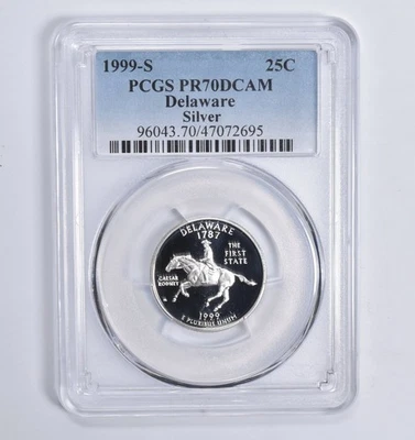 PR70 DCAM 1999-S Silver Delaware Quarter PCGS Blue Lbl *2288 - Image 1 of 4