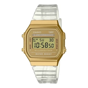 Orologio digitale Casio A168XESG‐9AEF vintage unisex cassa oro cinturino trasparente - Foto 1 di 4