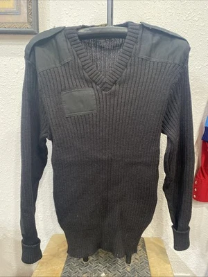 Vtg Citadel Classic Black V-Neck Men's Sweater Size 46 Virgin Wool USA - Image 1 of 4