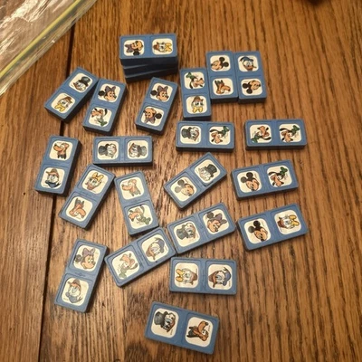 Vintage 1976 Disney Mickey Mouse Plastic Blue Dominoes 23 Piece Lot - Image 1 of 4