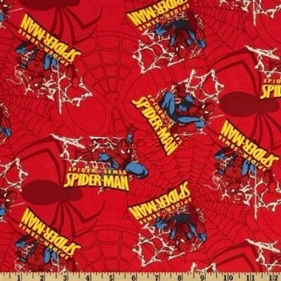 17" L x 45"W Marvel Spider Man Spider Badge Red Cotton fabric - spiderman - Image 1 of 3
