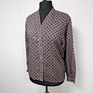 Vintage Jaeger, Size 36" Chest, 100% Wool Grey Spotted Long Sleeve Shirt/Blouse - Picture 1 of 15