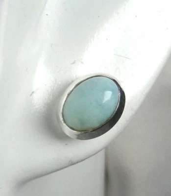 Larimar Ohrstecker 925 Silber ca. 9 x 7 mm schöne, gleichmäßige Struktur UNIKAT - Bild 1 von 4