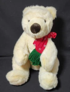 Soft Dreams 14" Tan Bear Plush Red Green Snowflake Scarf Stuffed Animal - Imagen 1 de 3