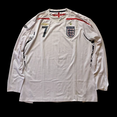 England Beckham 7 Home Shirt Umbro Long Sleeve 2007/09 - XL - Photo 1/4