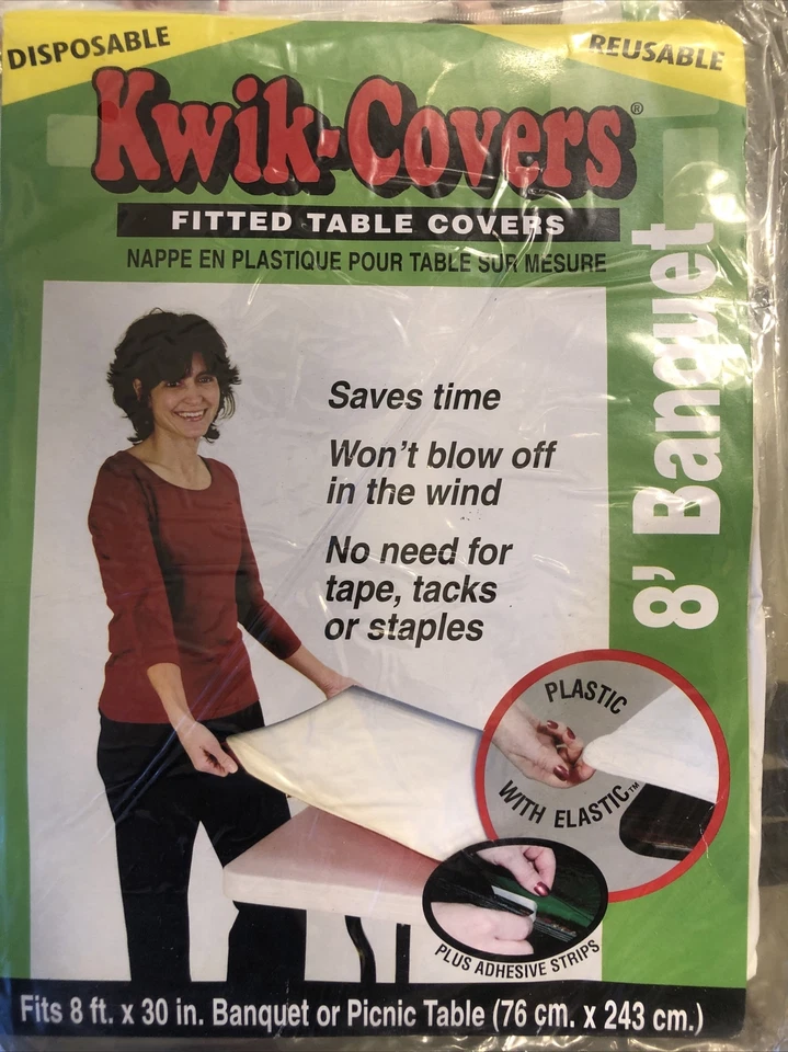 Kwik-Covers 3096Pk-W Fits 8ft.x 30” White- Pack Of 5 New Unopened Banquet /picn - Image 1 of 3