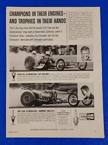 1963 CHAMPION ZÜNDKERZE ORIGINAL DRUCKANZEIGE BAKERSFIELD CA MEISTERSCHAFTEN TOP AUTOS - Bild 1 von 1