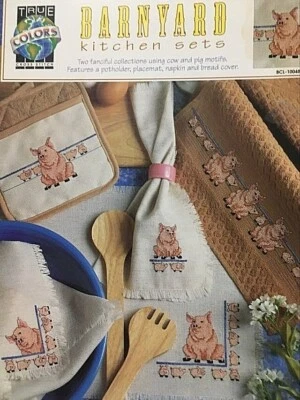 True Colors BARNYARD KITCHEN SETS cross stitch charts pigs cows , farm animals - Image 1 of 4
