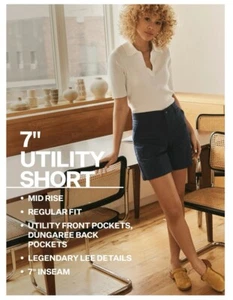 Lee NEW Women's 7" Short Mid Rise Ultra Soft Waistband Utility Blue Size 20M - Picture 1 of 9