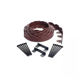 Enhance Your Landscape with 40 Ft. Red Scalloped Woodgrain Plastic No-Dig Edging - Picture 1 of 12