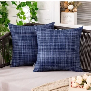 2 x MIULEE 18"" x 18"" Outdoor Wasserdicht Überwurf Kissenbezüge, Marineblau - Bild 1 von 4