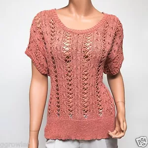Cynthia Rowley pfirsichfarbener Baumwoll-Häkelpullover Medium 225 $ - Bild 1 von 4