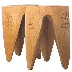 Tribal Tables / Stools Interlocking Table/Stool set of 2 Natural - Picture 1 of 4