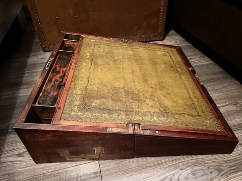 Antique Late 1800s Mahogany Desk/Antique Travel Writing Cover