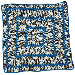 Azul Marrón Blanco Niño Abuela HECHA A MANO CrocheT Bebé Manta/Vuelta Afganistán REGALO DUCHA - Imagen 1 de 6