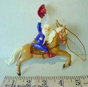 Cowboy Texas Star Western Santa on Horse CHRISTMAS Ornament Yee Haw - Picture 1 of 5