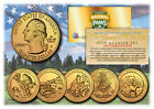 2012 America The Beautiful 24K GOLD PLATED Quarters Parks 5-Coin Set w/Capsules