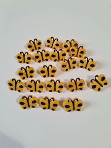 15mm Navy And Yellow Butterfly Shank Buttons - 19 Buttons Per Pack - Picture 1 of 3
