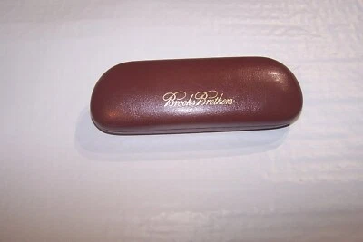 Estojo de óculos Brooks Brothers marrom capa dura forrado de feltro 6,25", 1,25" de altura - Imagem 1 de 3