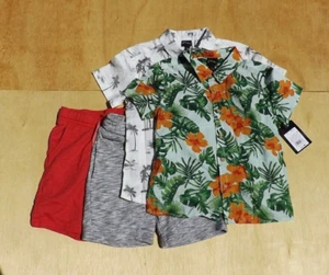 Jungen Größe 4t/5t Knopfleiste Shirt Set, Kunstklasse, tropisch weiß grau rot grün - Bild 1 von 6