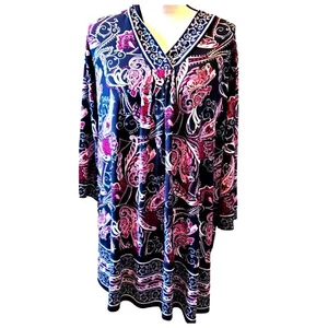 Maggie Barnes Tunika Bluse Übergröße 3X 26/28W Blumen Paisley Kleid drapiert - Bild 1 von 8