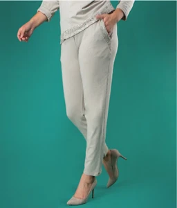 Pantalón Nabella Suave Beige Lentejuelas M/L 14-18 Reino Unido para uso informal - Imagen 1 de 1