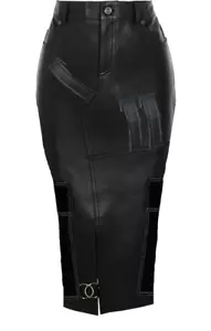 Womens genuine leather skirt solid knee length Stylish black Leather Skirt W08 - Picture 1 of 3