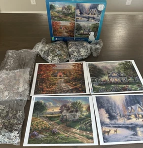 Thomas Kinkade 4 in One 500 Piece Puzzle Four Seasons CEACO - Picture 1 of 12