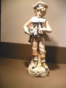 Vintage 12 1/2" French Bisque Statue Figurine Boy w Kittens Enamel Accents - Picture 1 of 10