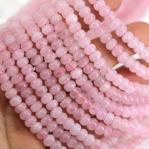 Cuentas espaciadoras de disco rondelle de cuarzo rosa natural de 4x6 mm para hacer joyas hágalo usted mismo - Imagen 1 de 6