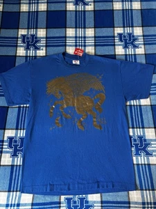 Vintage 80s Air Waves Holographic Unicorn T-Shirt Blue Single Stitch Men’s XXL - Picture 1 of 9