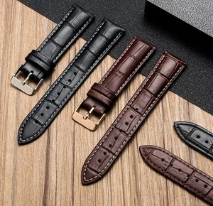 Universal 12 13 14 15 16 17 18 19-24mm Band Watch Strap Genuine Leather Bracelet - Picture 1 of 13