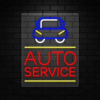 Auto Service Sign for Business Displays | LED Flex Neon | 24"W x 31"H x 1"D - Image 1 of 4