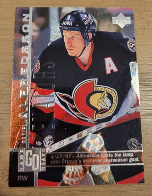 DANIEL ALFREDSSON 1997-98 UPPER DECK HOCKEY GAME DATED FOIL SSP 1:1500 #112 - Image 1 of 4