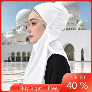 Scialle hijab musulmano istantaneo donna Amira sciarpa preghiera niqab avvolgente testa turbante stola - Foto 1 di 8
