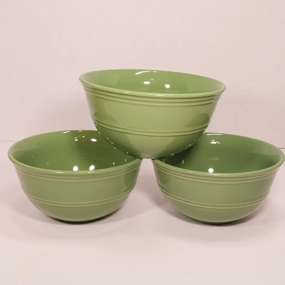 Set of 3 Mainstays GREEN STALK RAINFOREST Embossed Stoneware Soup Cereal Bowls - Image 1 of 4