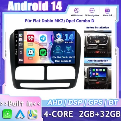 FÜR FIAT DOBLO MK2/OPEL COMBO D ANDROID 14 AUTORADIO GPS NAVI CARPLAY DSP 2+32GB - Bild 1 von 4