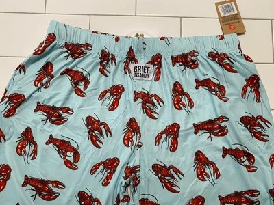 Brief Insanity Lobster Crayfish Lounge Pajama Pants w/ Pockets Synth Silk 2XL - Image 1 of 4