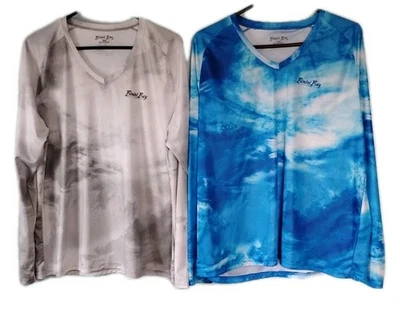 Lot Of 2 BIMINI BAY OUTFITTERS Mens 2XL Long Sleeve Tshirt Gray Blue Polyester  - Image 1 of 4