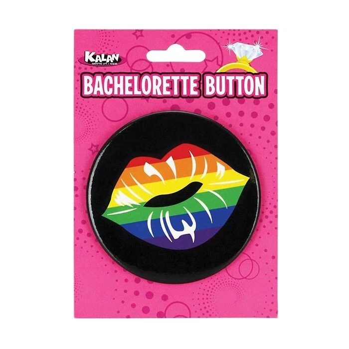 Botón de despedida de soltera Kalan - Labios arco iris LGBTQ Orgullo Pinback insignia Foto 1 de 1