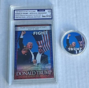 ¡Tarjeta coleccionable Donald Trump 2024 tiroteo asesinato y moneda de bonificación!! - Imagen 1 de 2