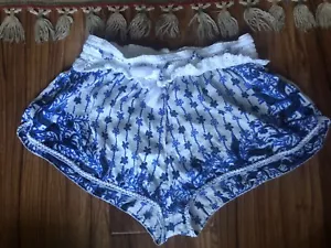 *Poupette St Barth* Silk Boxer Shorts Size 2 Small Blue White NWOT - Picture 1 of 6