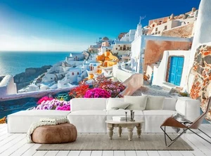 Papel pintado de Grecia, Santorini Mural Naturaleza Paisaje Papel Decoración Arte - Imagen 1 de 6