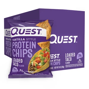 Quest Tortilla Style Protein Chips with 19g of Protein,1.1 Oz Bags, 8 Count - Picture 1 of 9