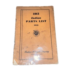 Vintage Genuine Original 1932 Indian 4 cyl Motorcycle Parts List 403 Manual - Bild 1 von 20